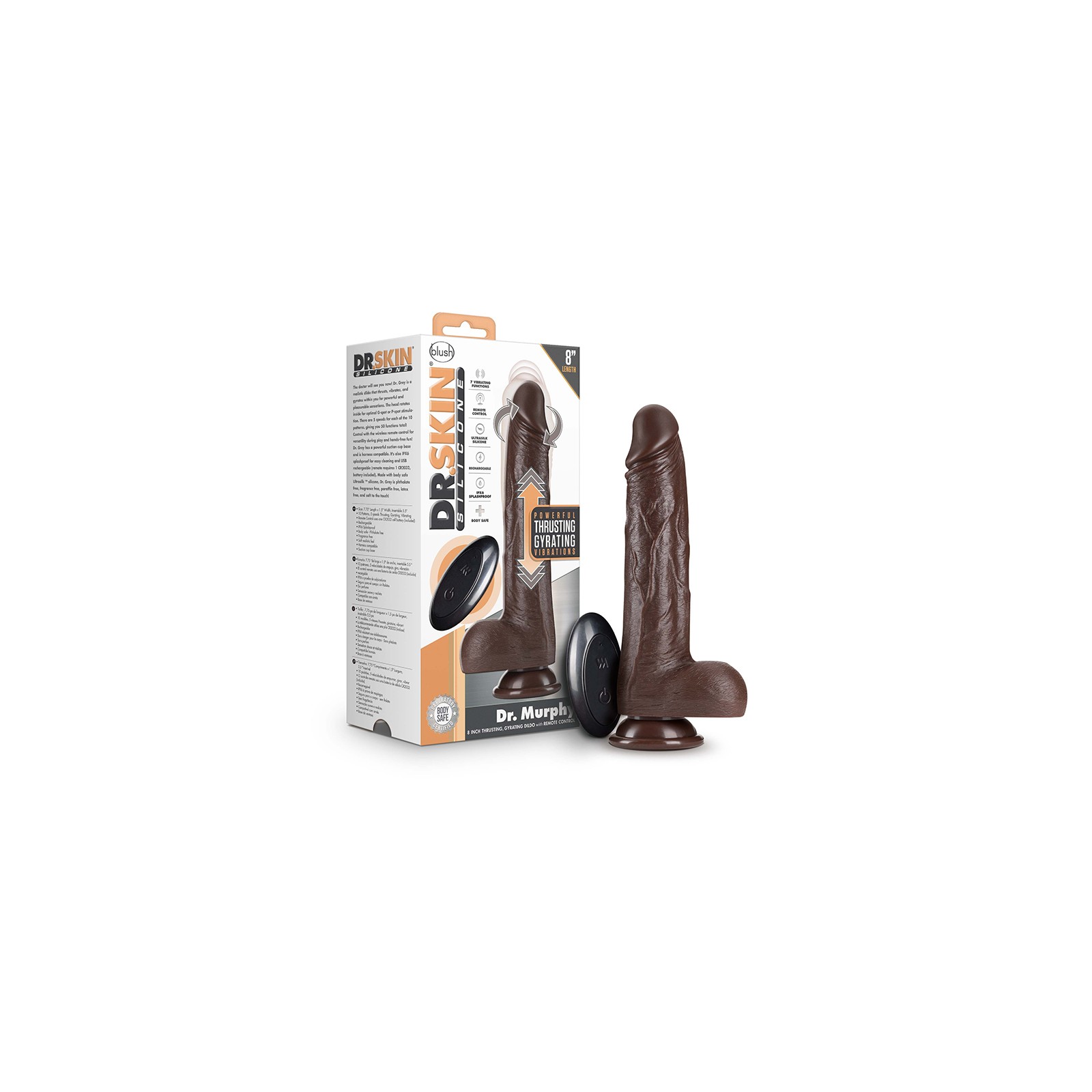 Dildo Thrusting de 8 Pulgadas con Bolas Dr. Murphy Marrón Dildo Thrusting de 8 Pulgadas con Bolas Dr. Murphy Marrón