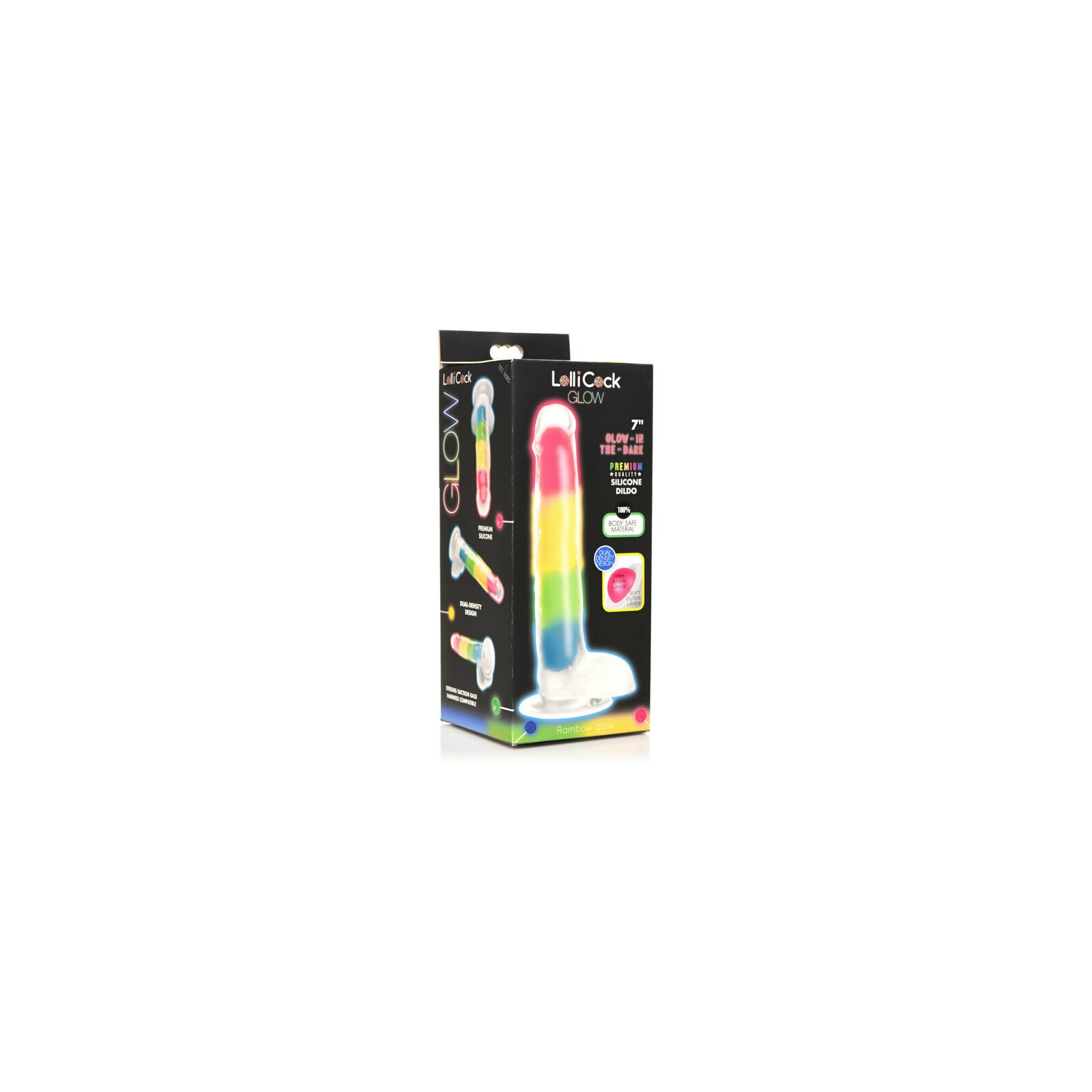 Lollicock Silicone Dildo 7 in. Rainbow Glow - Fun and Pleasure Lollicock Silicone Dildo 7 in. Rainbow Glow - Fun and Pleasure