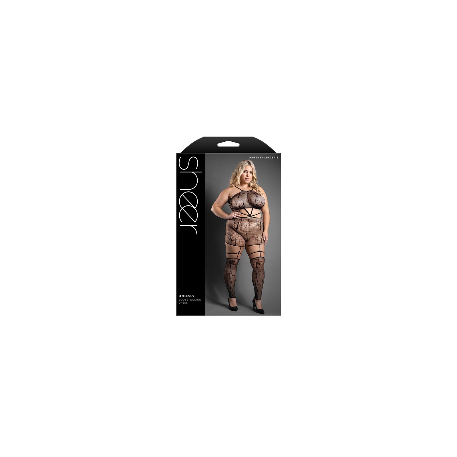 Fantasy Lingerie Vestido Bodystocking de Punto Cruzado Gótico Talla Reina Fantasy Lingerie Vestido Bodystocking de Punto Cruzado Gótico Talla Reina