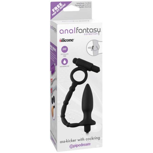 Pipedream Ass-Kicker Plug Vibrador de Silicona con Cockring