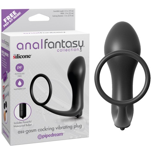 Pipedream Anal Fantasy Silicone Vibrating Cockring & Plug Black