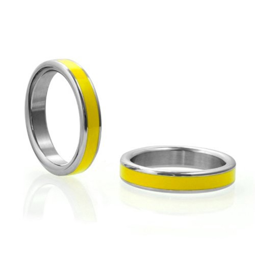 M2M Stainless C-Ring with Yellow Band & Bag 1.75in