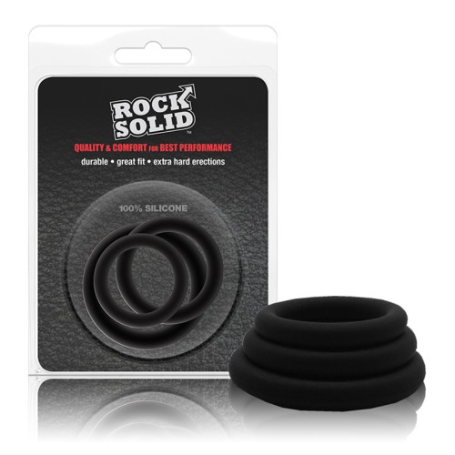 Rock Solid Black Gasket Silicone Cock Ring Set