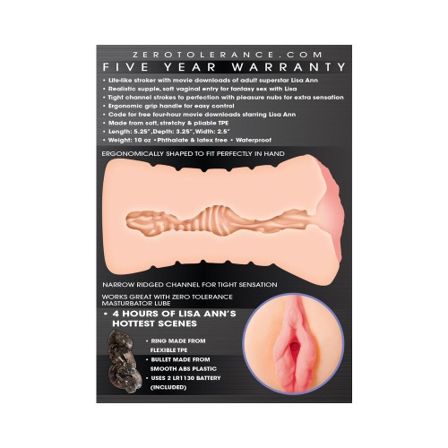 Masturbador Vaginal Realista Zero Tolerance de Lisa Ann