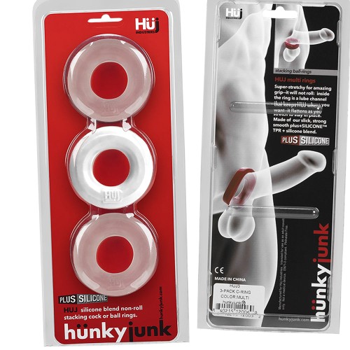 Hunkyjunk HUJ3 C-Ring 3-Pack for Enhanced Pleasure