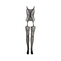 Le Desir Fishnet & Lace Gartered Bodystocking