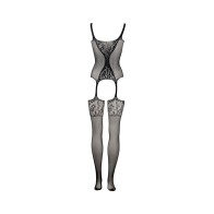 Le Desir Fishnet & Lace Gartered Bodystocking