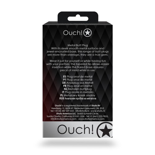 Ouch! Heart Gem Butt Plug - Medium Silver and Pink