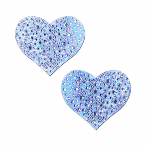 Pastease Crystal Sparkling Heart Nipple Pasties Silver