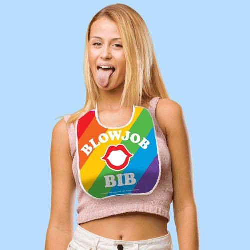 Blow Job Bib Rainbow - Fun Party Accessory