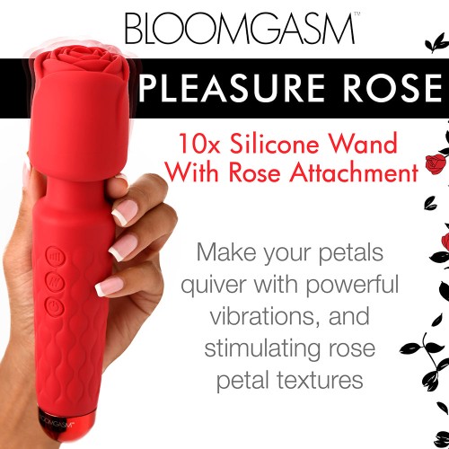 Bloomgasm Pleasure Rose 10X Silicone Wand with Rose Attachment for Intense Satisfaction