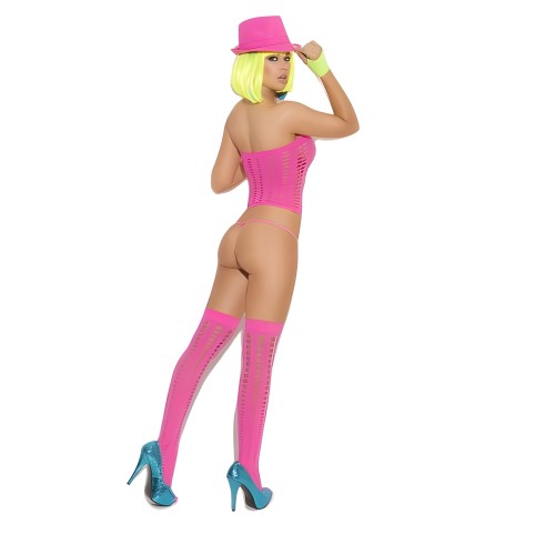 Vivace C String y Medias - Rosa Neón