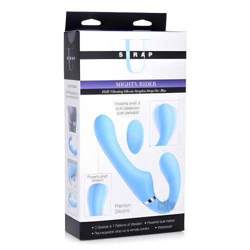 10x Vibrating Silicone Strapless Strap-on - Blue