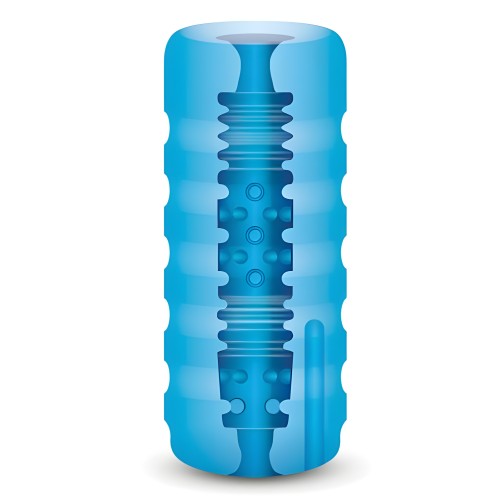 Zolo Backdoor Squeezable Vibrating Stroker Blue - Textured Stroker