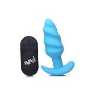 Remote Control 21x Vibrating Silicone Swirl Butt Plug - Blue