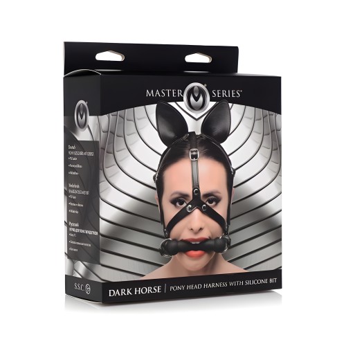 Arnés de Cabeza Pony Dark Horse con Bozal de Silicona Negro O/S