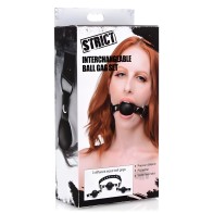 Strict Interchangeable Silicone Ball Gag Set - Black
