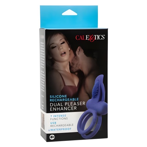 Anillo Vibrador Doble Estimulador Silicona Recargable