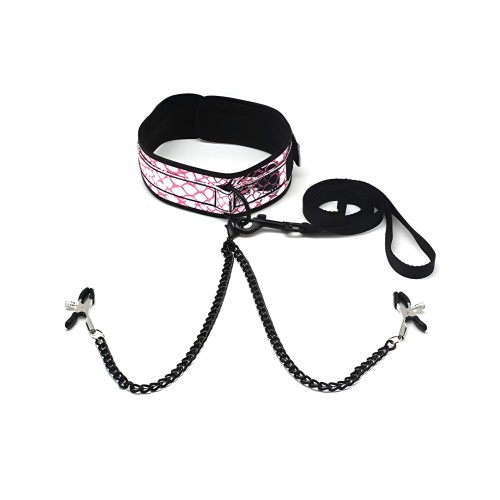 Spartacus Faux Leather Collar and Leash Set
