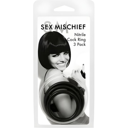 Pack de 3 Cockrings de Nitrilo - Intimidad Mejorada