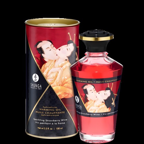 Shunga Warming Massage Oil - Strawberry Flavor
