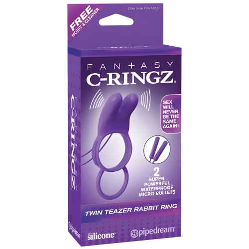 Anillo Vibrador Fantasy C-Ringz Twin Teazer Conejito Púrpura