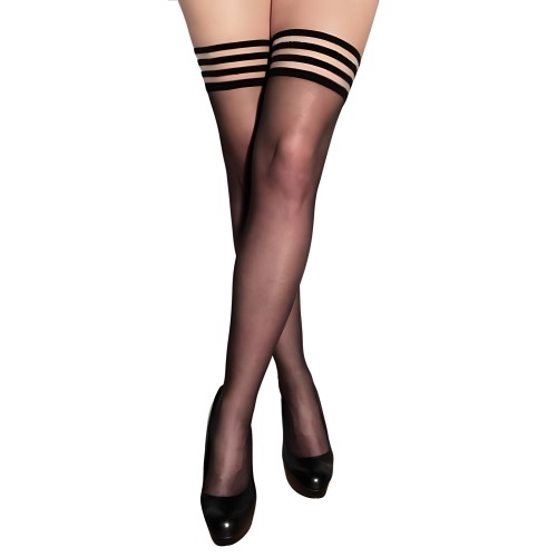 Kixies Taylor Black Sheer Thigh Highs - Fashionable Comfort