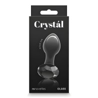 Crystal Gem Glass Anal Plug Black
