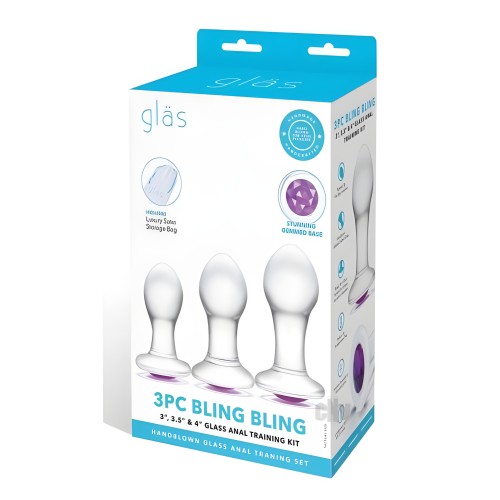 Glas Bling Bling 3", 3.5", 4" Glass Anal Training Kit