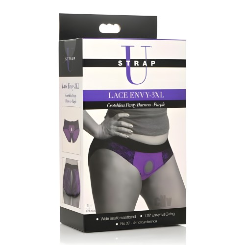 Strap U Crotchless Lace Envy 3xl Morado