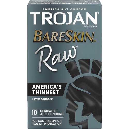 Trojan Bareskin Raw 10ct - Condón de Sensibilidad Máxima