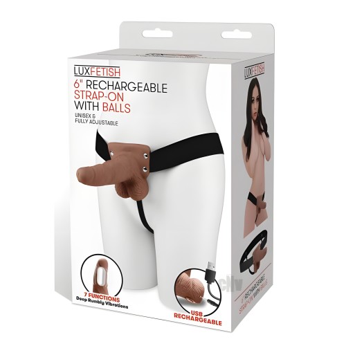 Lux F Recharge Strap On W/balls 6 Brown