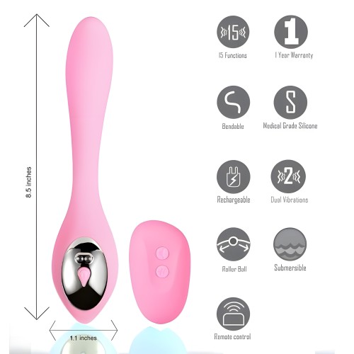 Vibrador Doble Flexible Rosa Harmonie - Placer Versátil