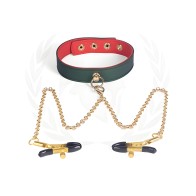 Spartacus PU Collar with Nipple Clamps for Stylish Play