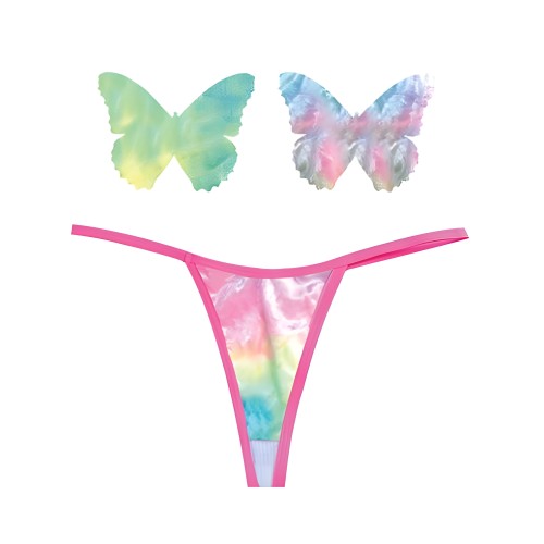 Neva Nude Naughty Knix Rainbow Sherbet Velvet G-string & Pasties - (Color Varies) Multi O/S