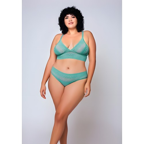 Geometric Lace Bralette & Hipster Teal 1x