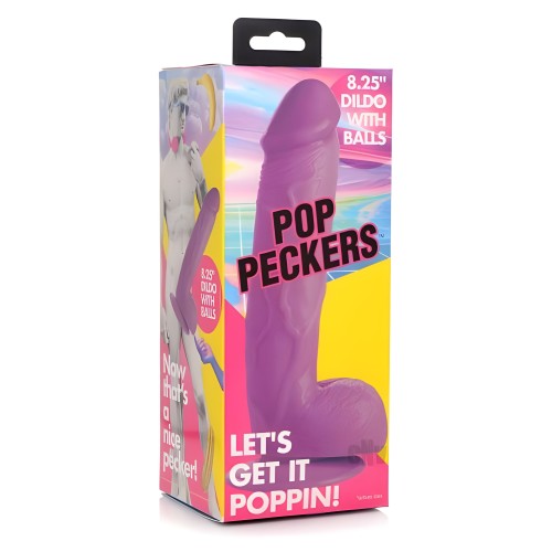 Pop Peckers Dildo with Balls 8.25 Purple