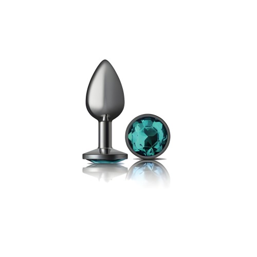 Cheeky Charms Round Teal Small Gunmetal Butt Plug