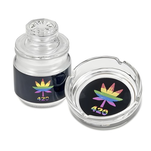 Rainbow Leaf Ashtray & Stash Jar Set - Fun Gift