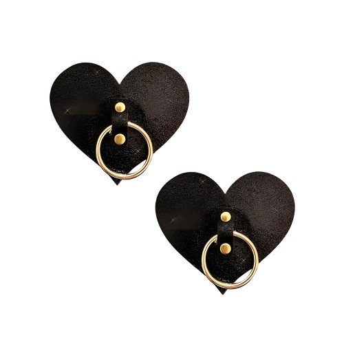 Neva Nude After Midnight Black Glitter Gold Hoop I Heart U Nipple Cover Pasties