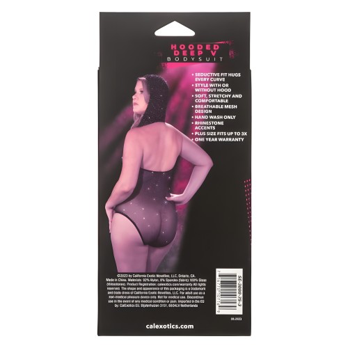 Radiance Plus Size Hooded Deep V Body Suit - Stylish Women's Outfit