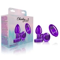 Cheeky Charms Vibrating Metal Plug Purple Small W/ Remote