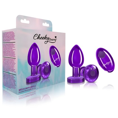 Plug Metálico Vibrante Cheeky Charms Púrpura Mediano con Control Remoto