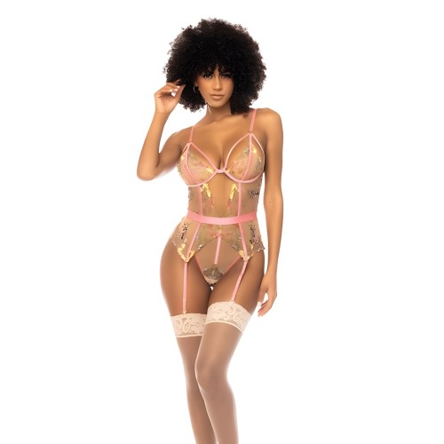 Floral Embroidered Teddy - Elegant Lingerie