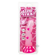 Dildo Glow Stick Heart con Ventosa Brilla en la Oscuridad