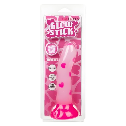 Dildo Glow Stick Heart con Ventosa Brilla en la Oscuridad