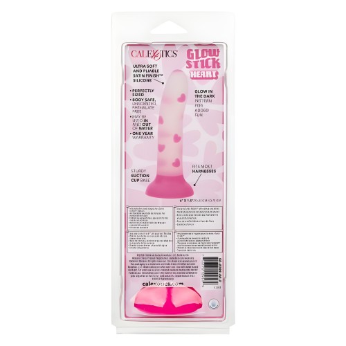 Dildo Glow Stick Heart con Ventosa Brilla en la Oscuridad