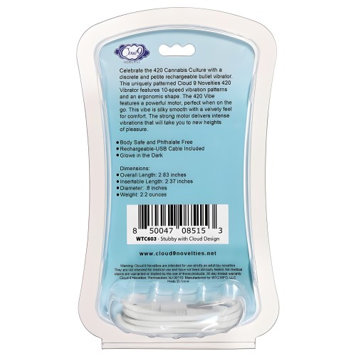 420 Stubby Vibe Nube Blanca/Azul - Placer Discreto