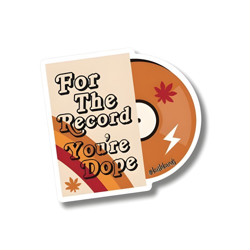 For The Record Sticker - Retro Music Lover Gift