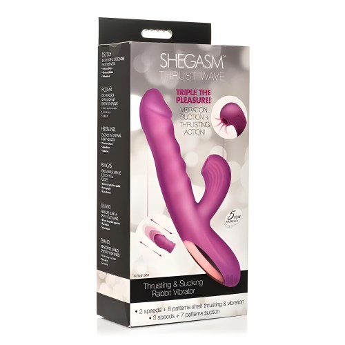 Vibrador de Conejo Silicona Thrust Wave Con Movimiento y Succión